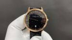 Replica Vacheron Constantin Patrimony Rose Gold Black Dial With Leather Strap 